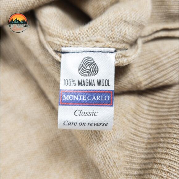 Monte Carlo Magna Wool Mock Neck Beige Classic Casual Career Sweater 40 US - Picture 7 of 11